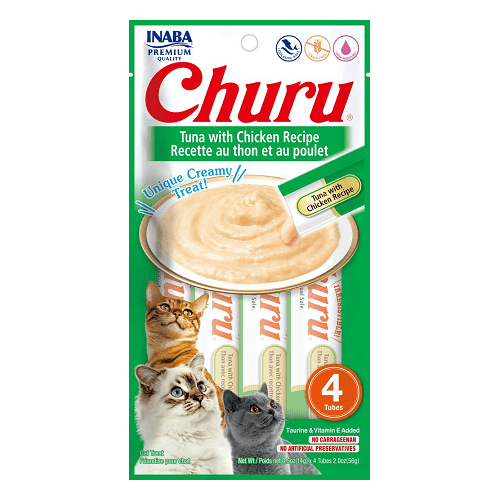 Churu Purée - Cat Treat - Tuna with Chicken - 56 g x 4 tubes Inaba Cat Treats.