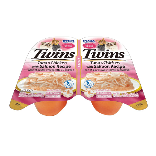 Twins - Side Dish Cat Treat - Tuna & Chicken with Salmon - 35 g x 2 cups Inaba Cat Treats.