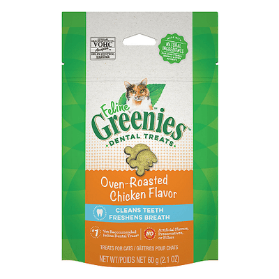 Feline Greenies - Cat Dental Treat - Oven Roasted Chicken Flavor Greenies Cat Treats.
