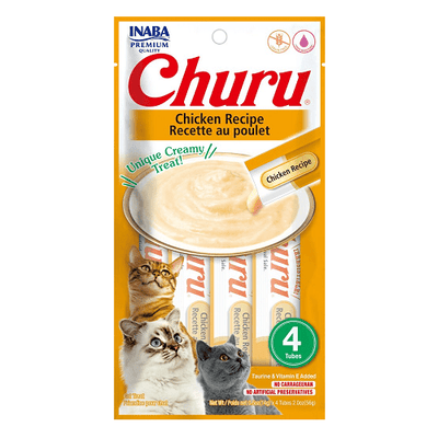 Churu Purée - Cat Treat - Chicken - 56 g x 4 tubes Inaba Cat Treats.