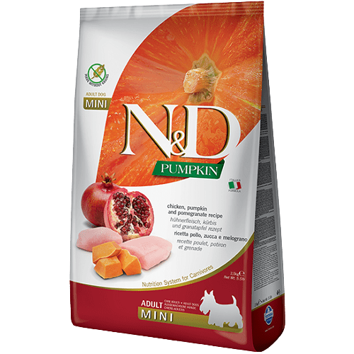 Dry Dog Food - N & D - PUMPKIN - Chicken & Pomegranate - Adult Mini Farmina Dry Dog Food.