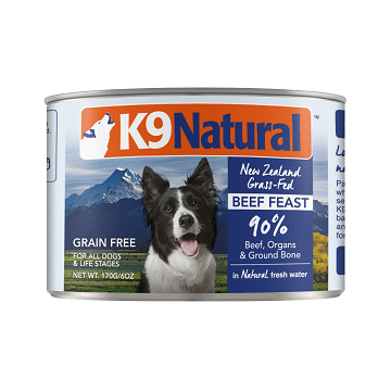 Dog Can - Beef Feast K9 Natural Dog Food.