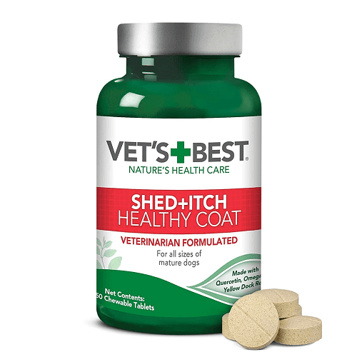 Adult Dog Supplements, Healthy Coat Shed + Itch Tablets, 50 Tabs - J & J Pet Club - Vet's Best
