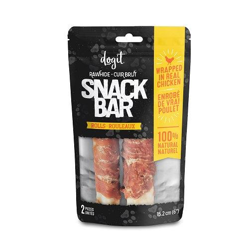 Adult Dog Treat - Snack Bar Rawhide - Chicken Wrapped Twists - J & J Pet Club - Dogit