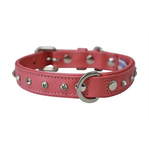 Athens Dog Collar with Rhinestones - Bubblegum Pink - J & J Pet Club - Angel Pet Supplies