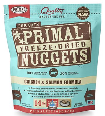 Cat Freeze-Dried Raw, Chicken & Salmon Dinner Nuggets Primal Cat Food.