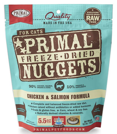 Cat Freeze-Dried Raw, Chicken & Salmon Dinner Nuggets Primal Cat Food.
