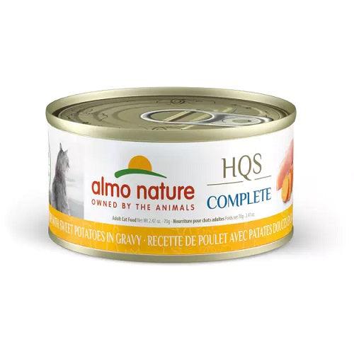 Canned Adult Cat Food - HQS Complete - Chicken recipe with Sweet Potatoes in gravy - 2.47 oz - J & J Pet Club - Almo Nature