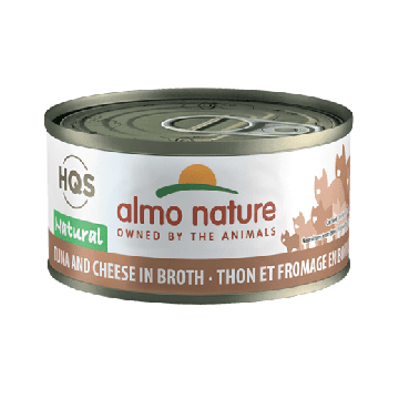 Canned Adult Cat Treat - HQS Natural - Tuna and Cheese in broth - 2.47 oz - J & J Pet Club - Almo Nature
