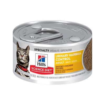 Canned Cat Food - Adult - Urinary Hairball Control - Savory Chicken Entrée - J & J Pet Club - Hill's Science Diet