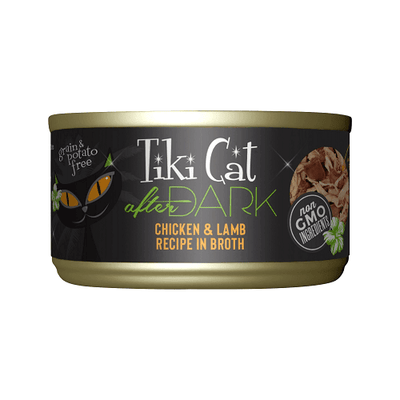 Canned Cat Food - AFTER DARK - Chicken & Lamb Recipe in Broth - J & J Pet Club - Tiki Cat