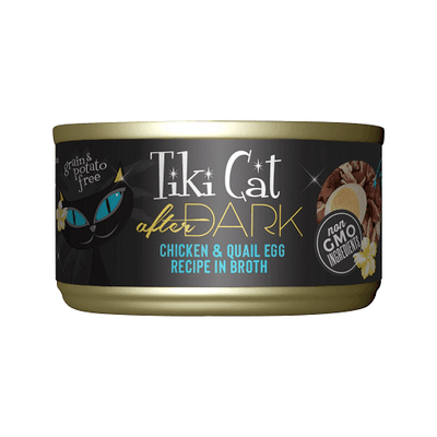 Canned Cat Food - AFTER DARK - Chicken & Quail Egg Recipe in Broth - J & J Pet Club - Tiki Cat