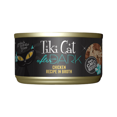 Canned Cat Food - AFTER DARK - Chicken Recipe in Broth - J & J Pet Club - Tiki Cat