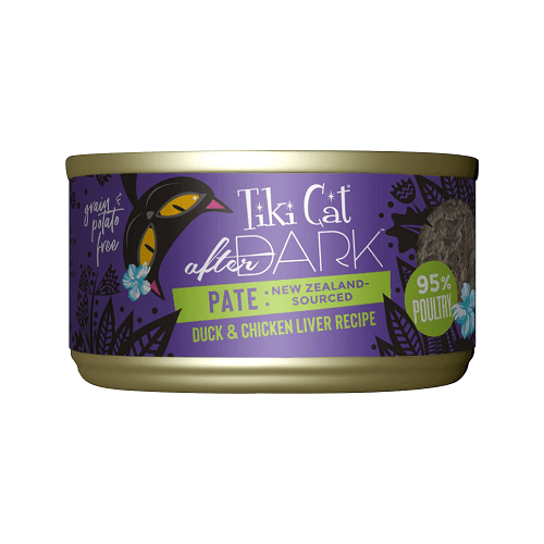 Canned Cat Food - AFTER DARK PATÉ - Duck & Chicken Liver Recipe For Adults Cats - 3 oz - J & J Pet Club - Tiki Cat
