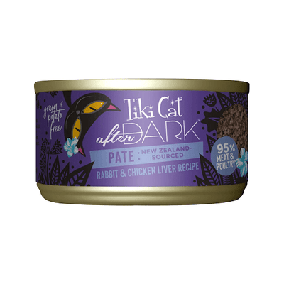 Canned Cat Food - AFTER DARK PATÉ - Rabbit & Chicken Liver Recipe For Adults Cats - 3 oz - J & J Pet Club - Tiki Cat
