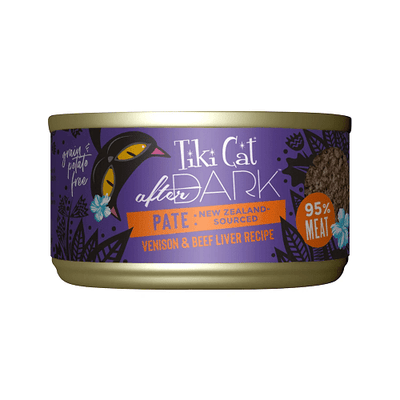 Canned Cat Food - AFTER DARK PATÉ - Venison & Beef Liver Recipe For Adults Cats - 3 oz - J & J Pet Club - Tiki Cat