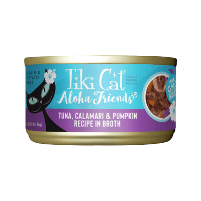 Canned Cat Food - ALOHA FRIENDS - Tuna, Calamari & Pumpkin - J & J Pet Club - Tiki Cat