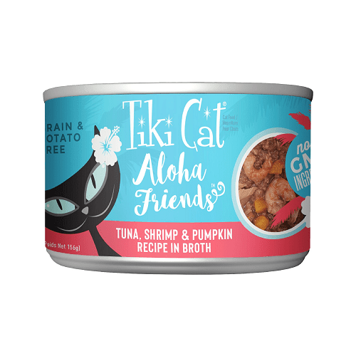 Canned Cat Food - ALOHA FRIENDS - Tuna, Shrimp & Pumpkin - J & J Pet Club - Tiki Cat