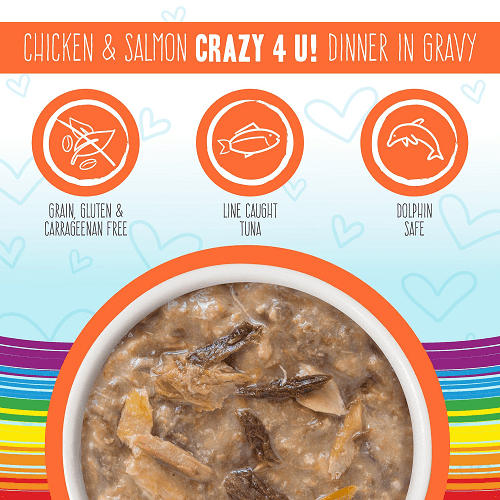Canned Cat Food - BFF OMG - Crazy 4 U! - Chicken & Salmon Dinner in Gravy - J & J Pet Club