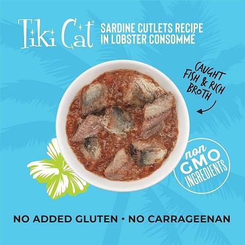 Canned Cat Food - Bora Bora GRILL - Sardine Cutlets Recipe in Lobster Consommé - J & J Pet Club - Tiki Cat