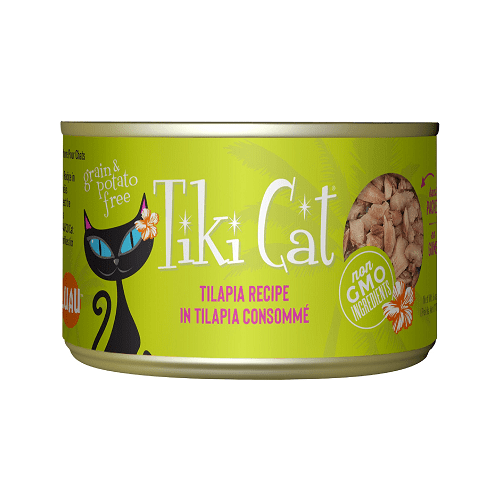 Canned Cat Food - Kapi'Olani LUAU - Tilapia Recipe in Tilapia Consommé - J & J Pet Club - Tiki Cat