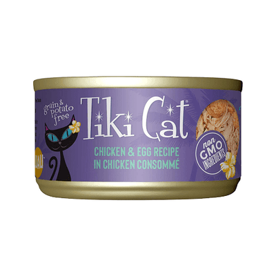 Canned Cat Food - Koolina LUAU - Chicken & Egg Recipe in Chicken Consommé - J & J Pet Club - Tiki Cat