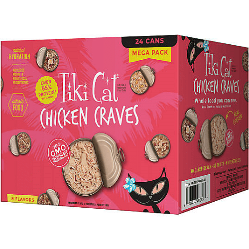 Canned Cat Food - MEGA PACKS - Chicken Craves - 2.8 oz can, case of 24 - J & J Pet Club - Tiki Cat