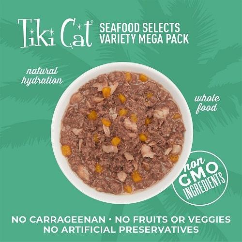Canned Cat Food - MEGA PACKS - Seafood Selects - 2.8 oz can, case of 24 - J & J Pet Club - Tiki Cat