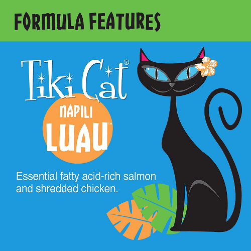Canned Cat Food - Napili LUAU - Wild Salmon & Chicken Recipe in Chicken Consommé - J & J Pet Club - Tiki Cat