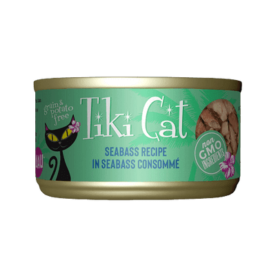 Canned Cat Food - Oahu LUAU - Seabass Recipe in Seabass Consommé - J & J Pet Club - Tiki Cat