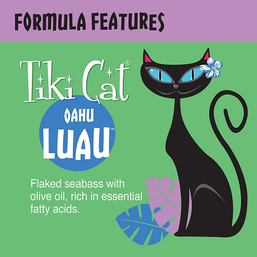 Canned Cat Food - Oahu LUAU - Seabass Recipe in Seabass Consommé - J & J Pet Club - Tiki Cat