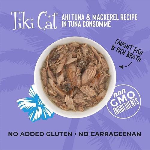Canned Cat Food - Papeekeo LUAU - Ahi Tuna & Mackerel Recipe in Tuna Consommé - J & J Pet Club - Tiki Cat