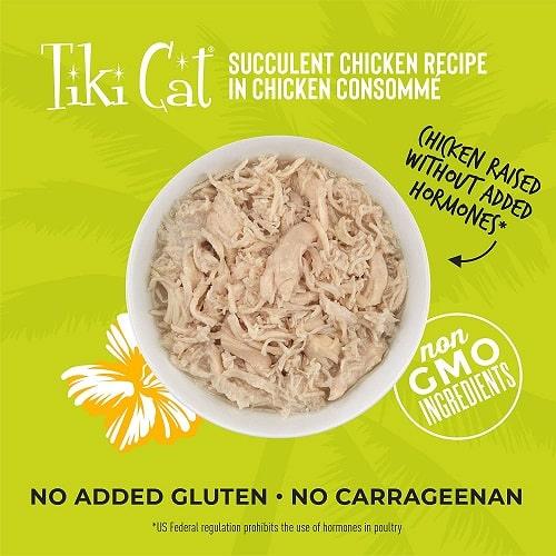 Canned Cat Food - Puka Puka LUAU - Succulent Chicken Recipe in Chicken Consommé - J & J Pet Club - Tiki Cat