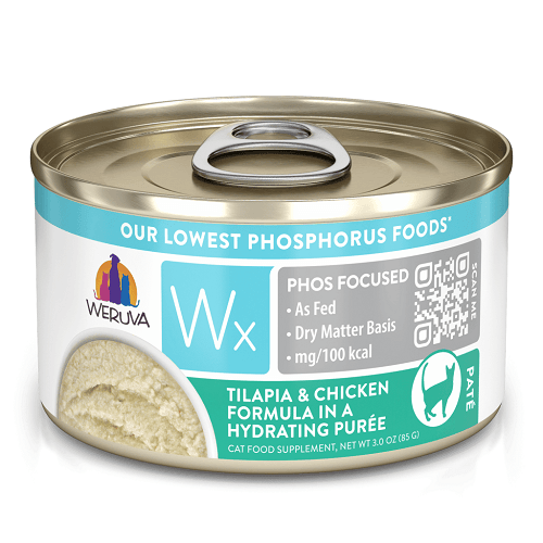 Canned Cat Food - Wx Phos Focused- Tilapia & Chicken Formula in a Hydrating Purée - 3 oz - J & J Pet Club