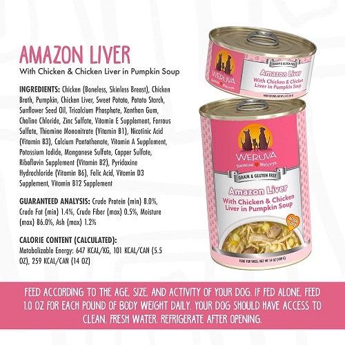 Canned Dog Food - Classic - Amazon Livin' - with Chicken & Chicken Liver in Pumpkin Soup - J & J Pet Club - Weruva