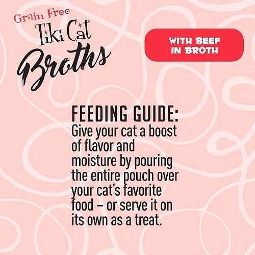 Cat Food Topper - BROTHS - Beef in Broth - 1.3 oz pouch - J & J Pet Club - Tiki Cat