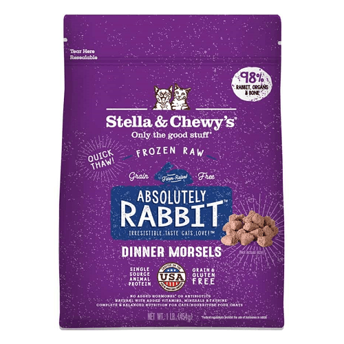 Cat Frozen - Rabbit Dinner Morsels - 1 lb - J & J Pet Club - Stella & Chewy's
