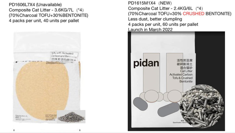 Cat Litter Activated Carbon Tofu & CRUSHED Bentonite - 2.4 kg - J & J Pet Club - Pidan