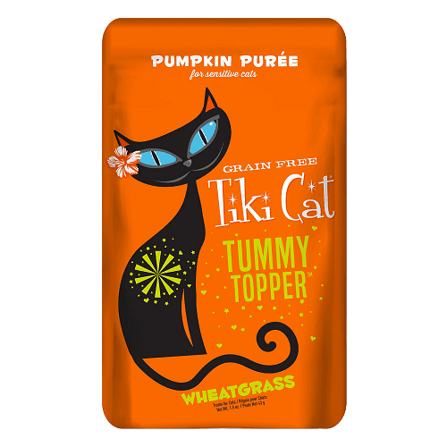 Cat Supplement - TUMMY TOPPERS - Pumpkin Puree & Wheatgrass - 1.5 oz pouch - J & J Pet Club - Tiki Cat