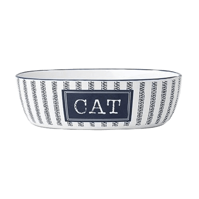 Ceramic Pet Bowl - Country Blue Cat 7" Overall - J & J Pet Club - PetRageous