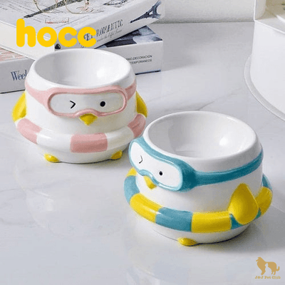 Ceramic Pet Bowl - Penguin Series - Swimmer - J & J Pet Club - HOCC