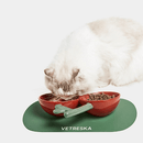 Cherry Ceramic Double Bowl (Free Dinner Mat Included) - J & J Pet Club - Vetreska