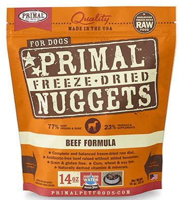 Dog Freeze-Dried Raw, Beef Dinner Nuggets Primal Dog Food.