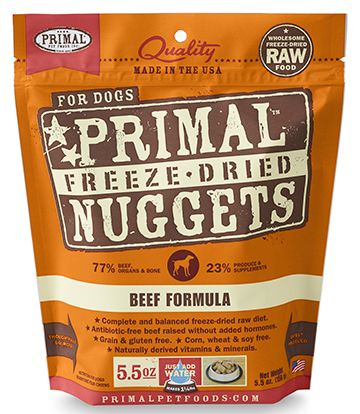 Dog Freeze-Dried Raw, Beef Dinner Nuggets Primal Dog Food.