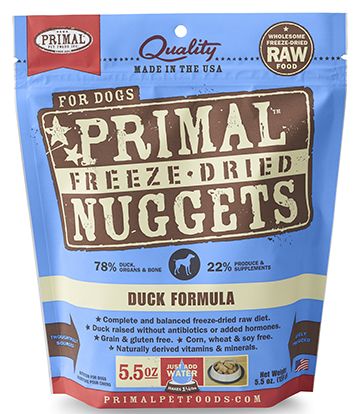 Dog Freeze-Dried Raw, Duck Dinner Nuggets Primal Dog Food.