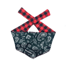 Dog Bandana - Red Plaid Classic / Black Paisley - J & J Pet Club - Bcuddly