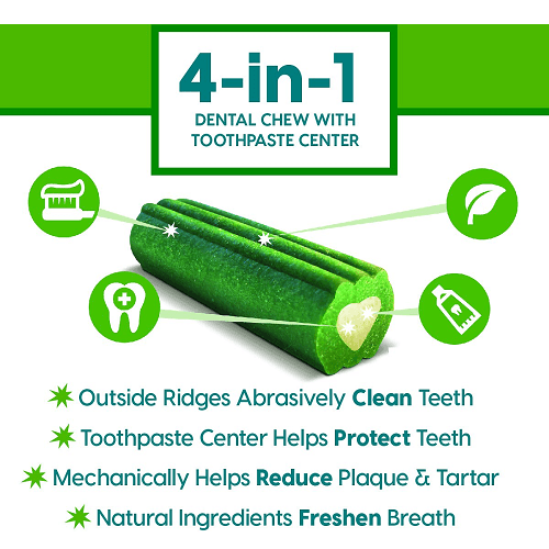 Dog Dental Chew - Mini Brushless Toothpaste - for dogs up to 8 lbs - 4 oz - J & J Pet Club - Ark Naturals