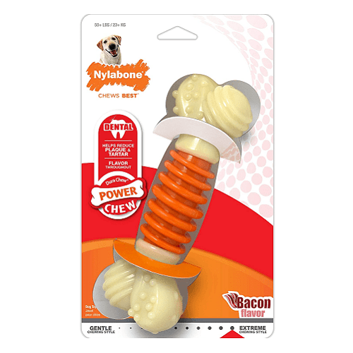 Dog Dental Chew Toy - Power Chew - PRO Action (Bacon Flavor) - J & J Pet Club - Nylabone