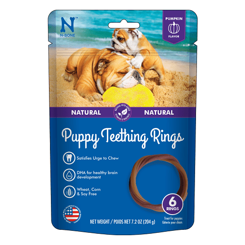 Dog Dental Treat - Puppy Teething Rings - Pumpkin Flavor - 6 cts - J & J Pet Club - N-BONE