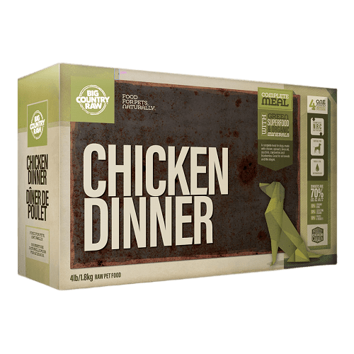 Dog Frozen Raw - DINNERS - Chicken Dinner Carton - 4 x 1 lb - J & J Pet Club - Big Country Raw